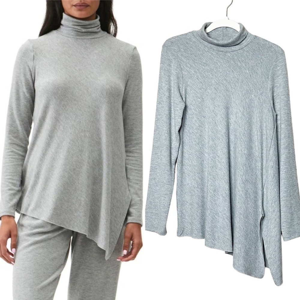 Michael Stars‎ NWT Cher Turtleneck Asymmetrical Hem  Tunic Top gray sweater NEW